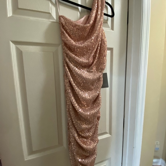 Nordstrom Pink Sequin Ruched One Shoulder Gown - Picture 1 of 2